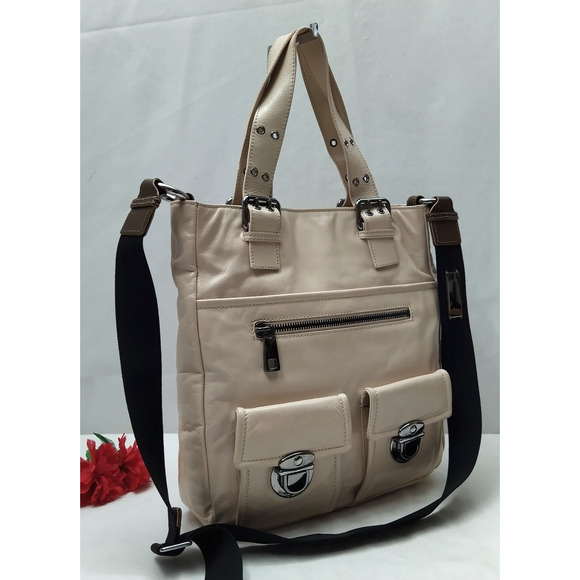 Marc Jacobs Beige Leather Double Pushlock Double Handles Tote Shoulder Bag - Picture 16 of 16